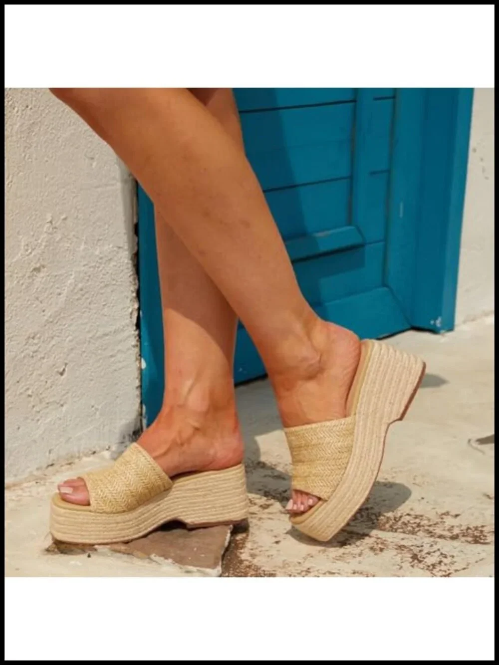 Open Toe Espadrille Platform Wedge Sandals Women Slip On Bohemian Beach Wedding